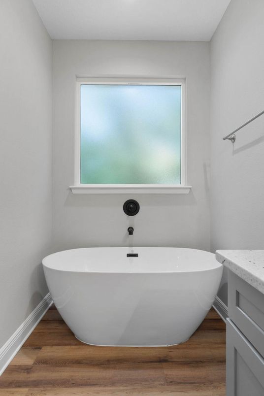 Bathroom, Free Standing Baths, Interior, Wood Texture Flooring