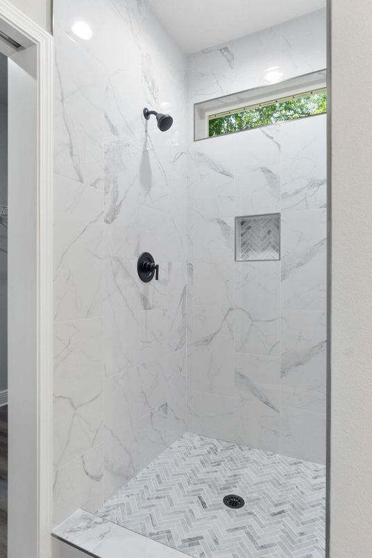 Bathroom, Interior, Marble Walls, Recessed Lighting