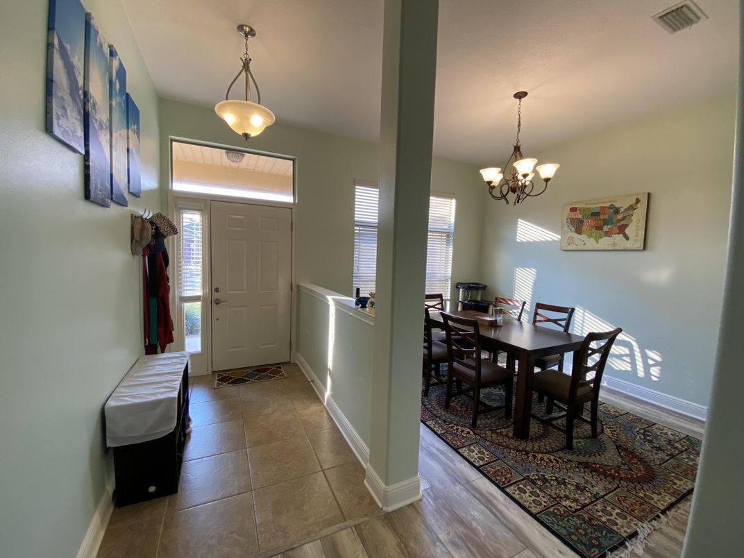 Chandelier, Dining room, Interior, Pendant Lights, Wood Texture Flooring