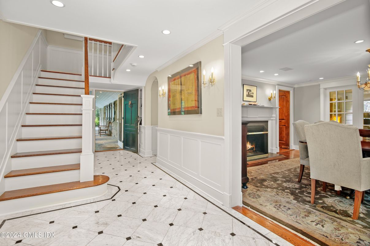 Fireplace, Home Office, Interior, Marble, Recessed Lighting