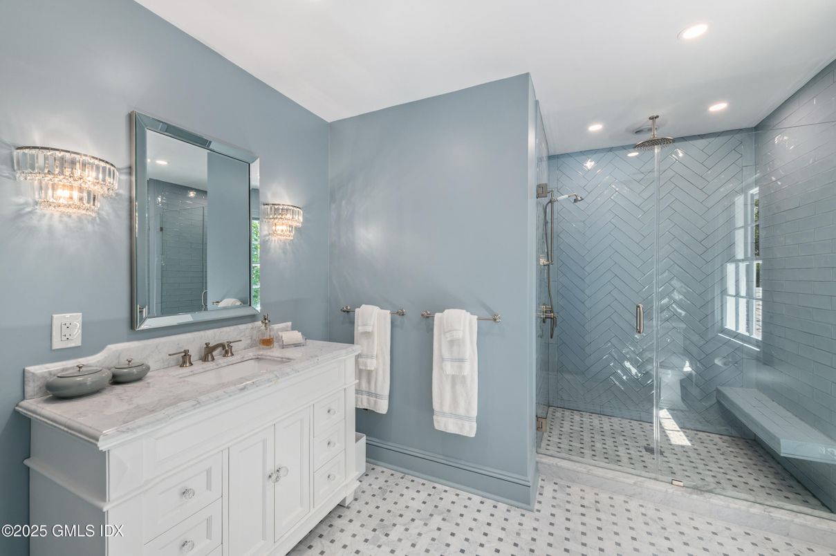 Bathroom, Glass Shower, Interior, Recessed Lighting
