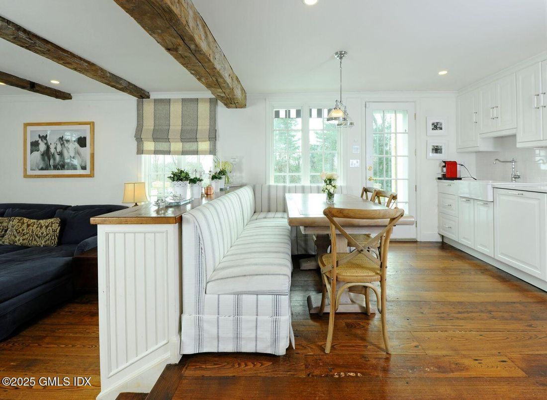 Dining room, Interior, Kitchen, Living room, Pendant Lights, Recessed Lighting, Wooden Beams, Wood Texture Flooring