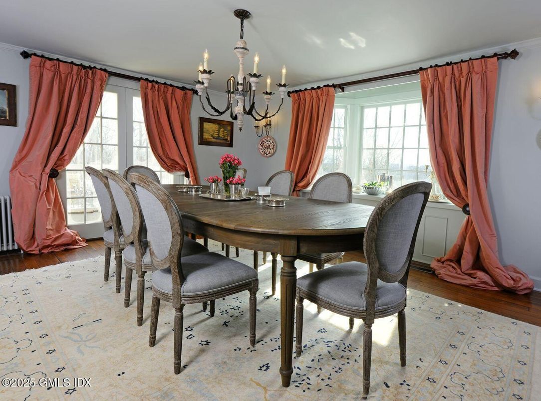 Chandelier, Dining room, Interior, Wood Texture Flooring