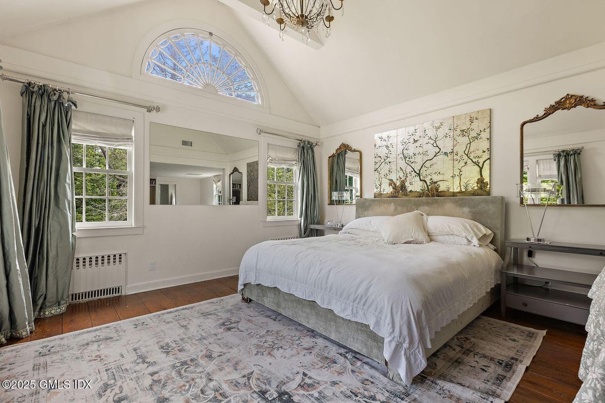 Bedroom, Chandelier, Interior, Wood Texture Flooring
