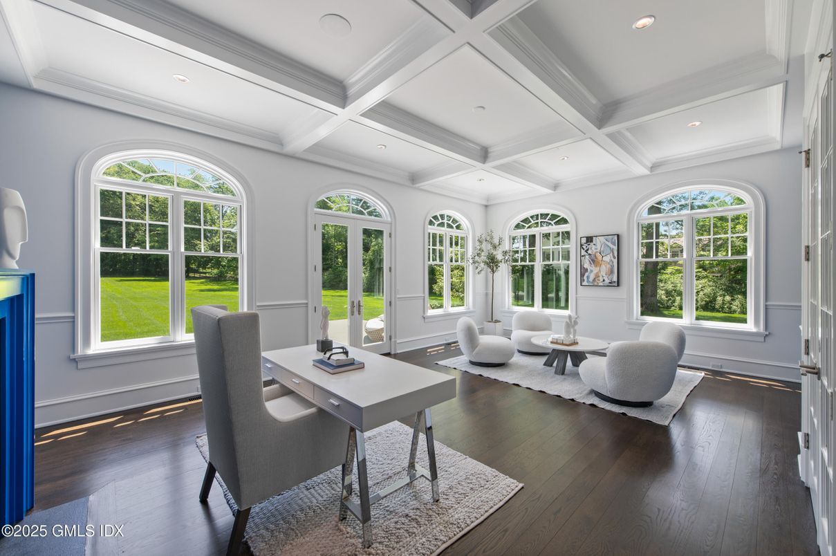 Home Office, Interior, Recessed Lighting, Wood Texture Flooring