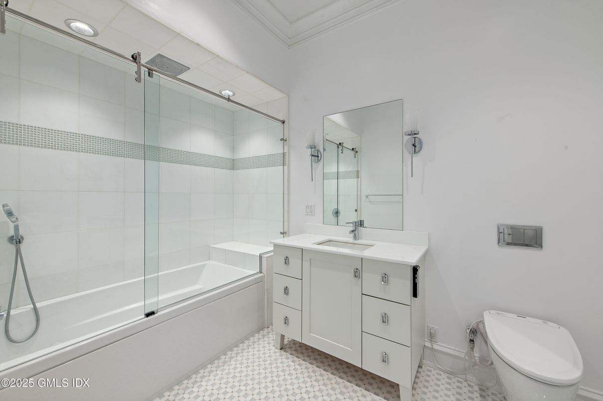 Bathroom, Glass Shower, Interior, Recessed Lighting