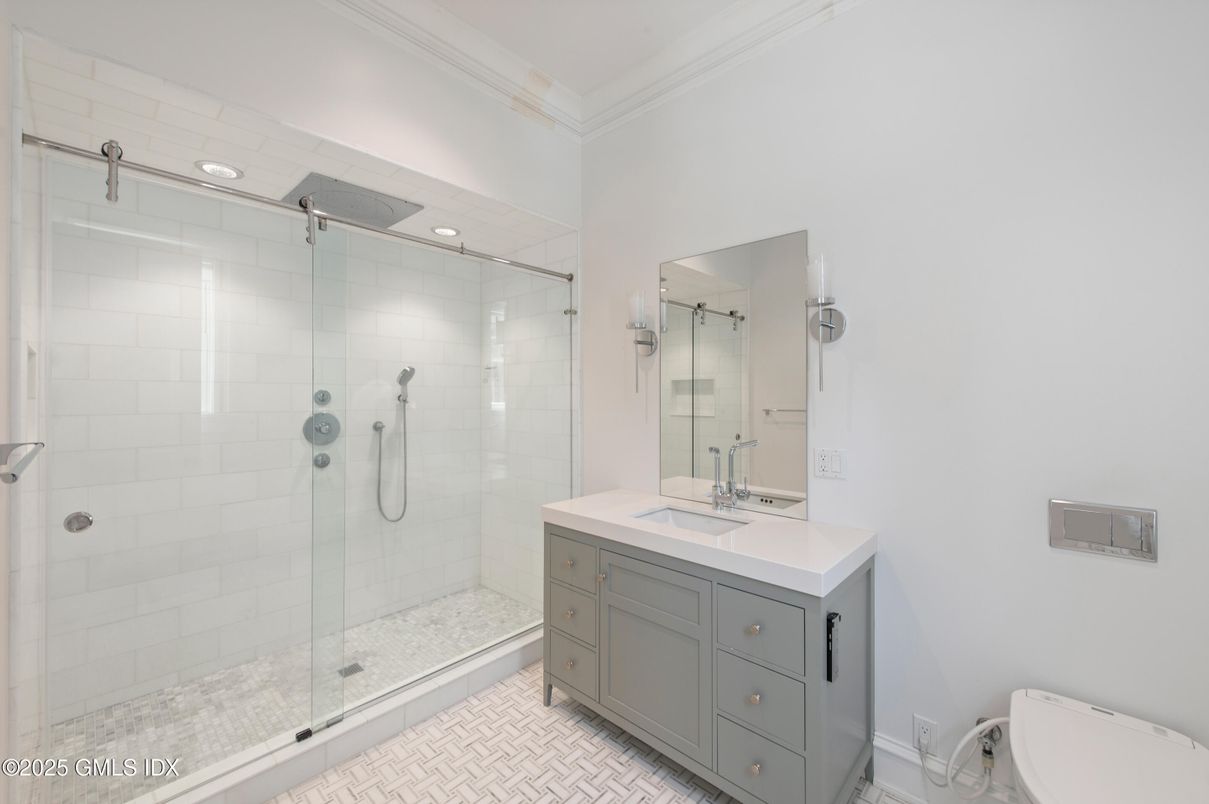 Bathroom, Glass Shower, Interior, Recessed Lighting
