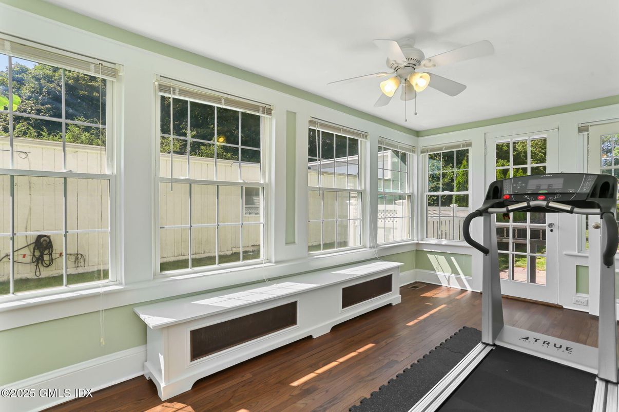 Fitness Equipment, Interior, Sun Room, Wood Texture Flooring