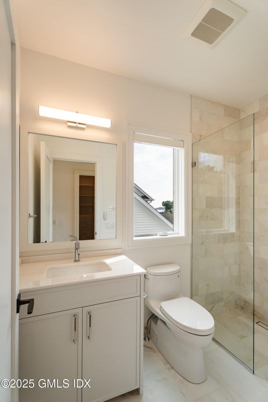Bathroom, Glass Shower, Interior, Marble Walls