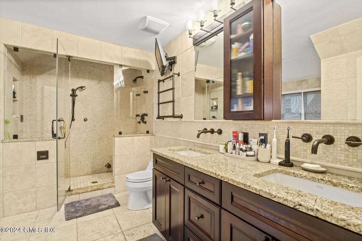 Bathroom, Dual Sink Vanities, Glass Shower, Interior