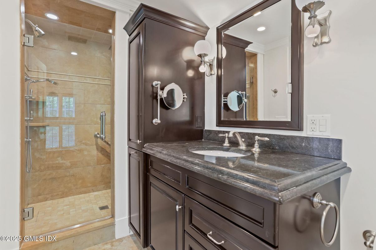 Bathroom, Glass Shower, Interior, Recessed Lighting