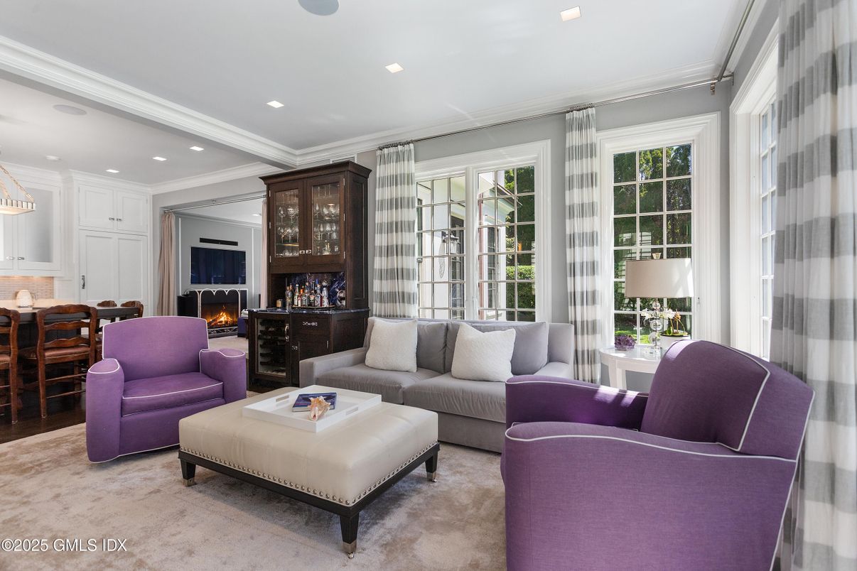 Dining room, Fireplace, Interior, Living room, Recessed Lighting