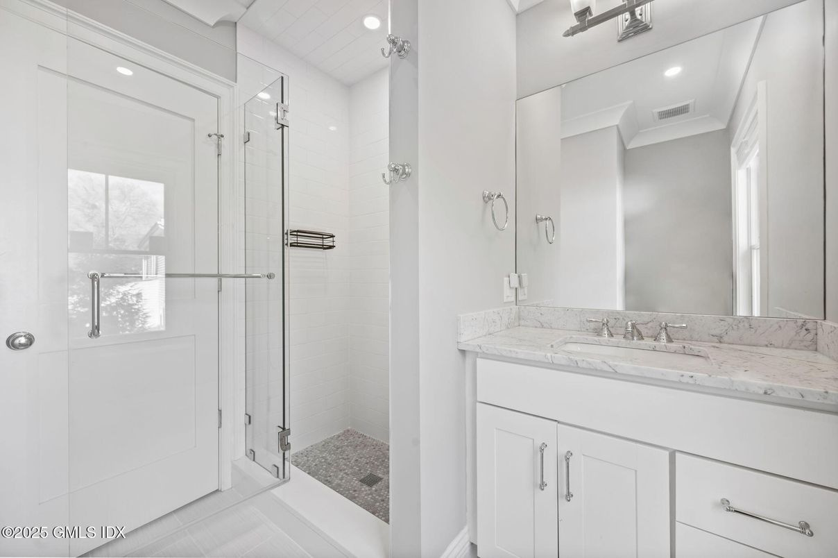 Bathroom, Glass Shower, Interior, Recessed Lighting