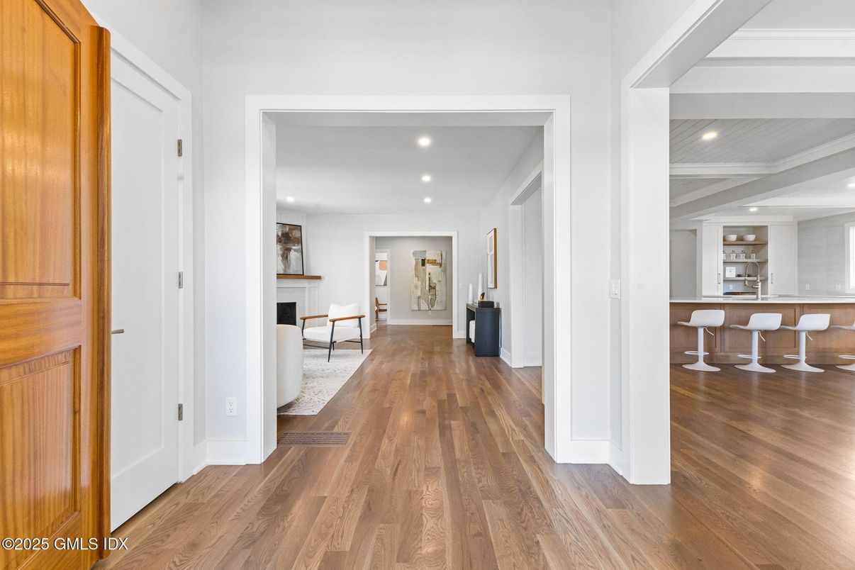 Fireplace, Interior, Recessed Lighting, Wood Texture Flooring