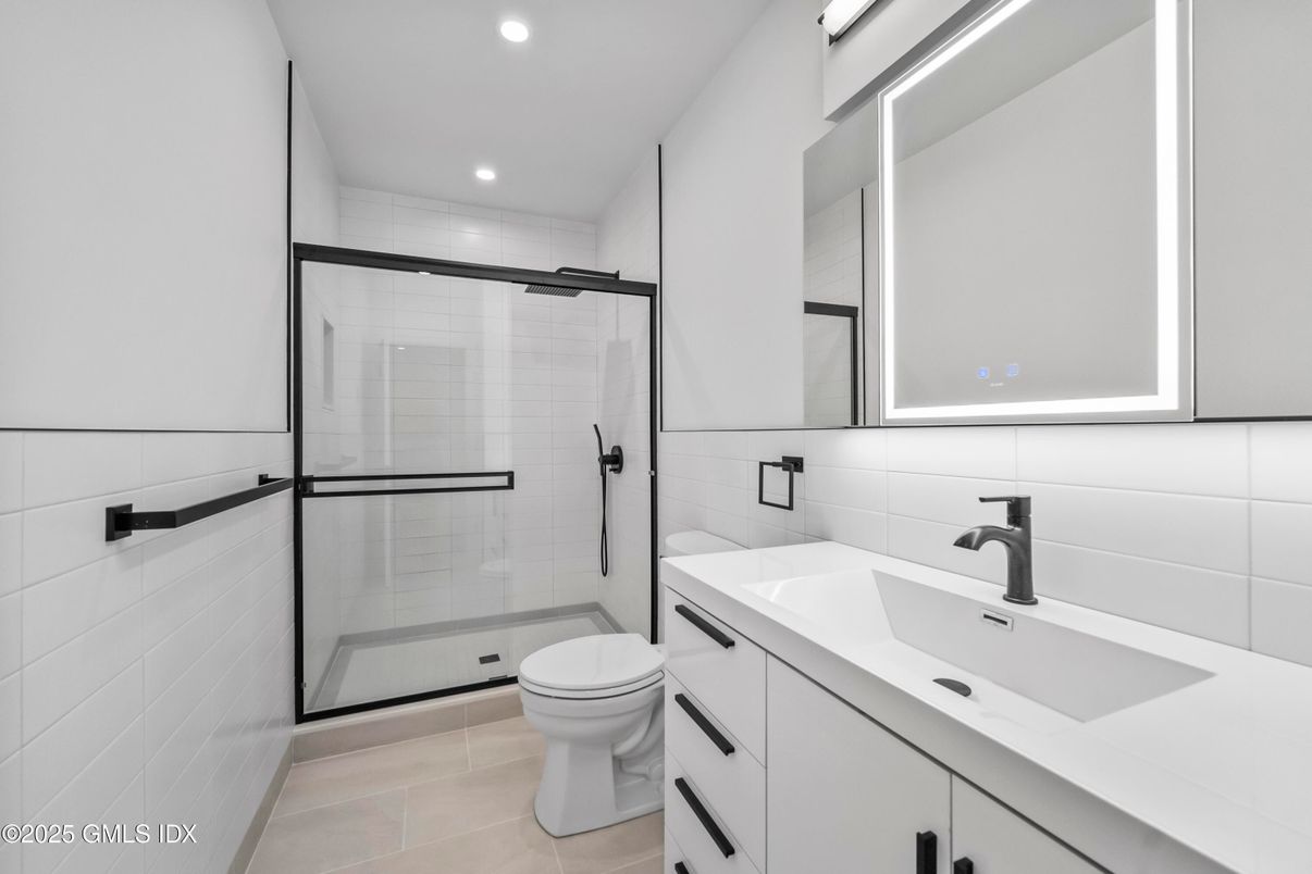 Bathroom, Glass Shower, Interior, Recessed Lighting