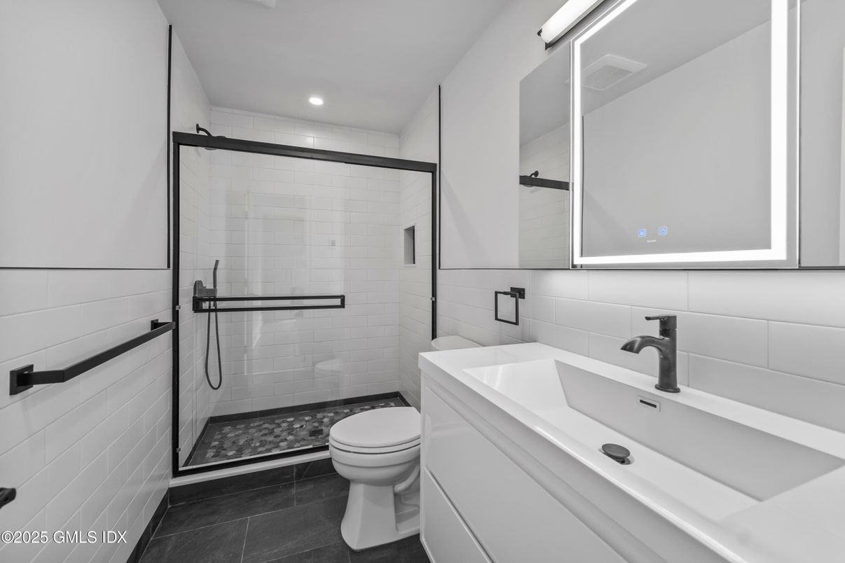Bathroom, Glass Shower, Interior, Recessed Lighting