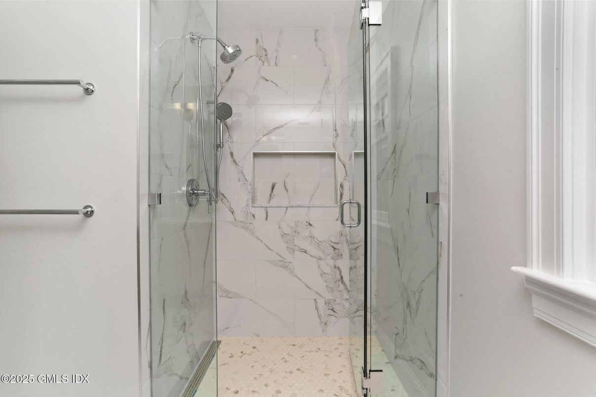 Bathroom, Glass Shower, Interior, Marble Walls