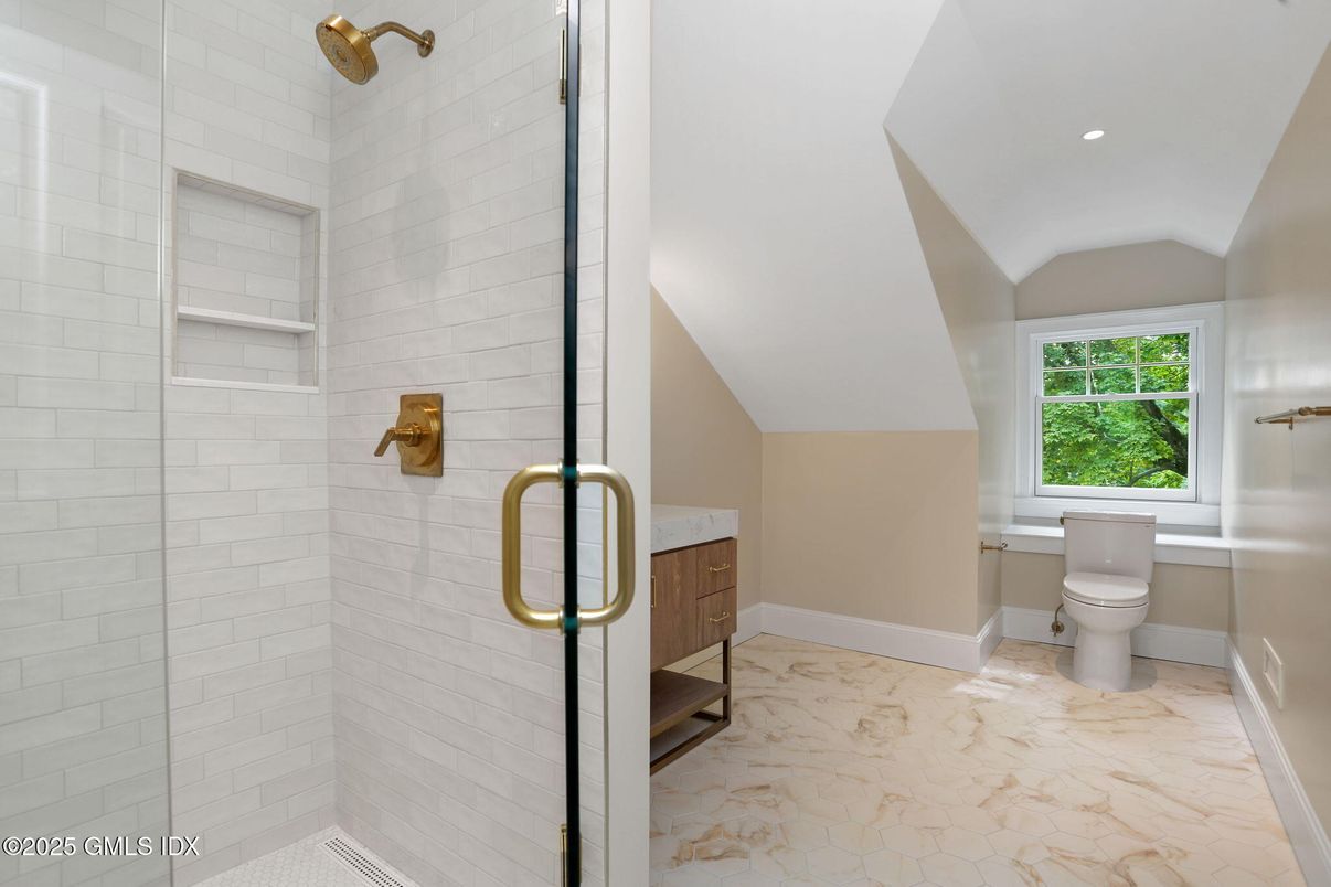 Bathroom, Glass Shower, Interior, Marble, Recessed Lighting