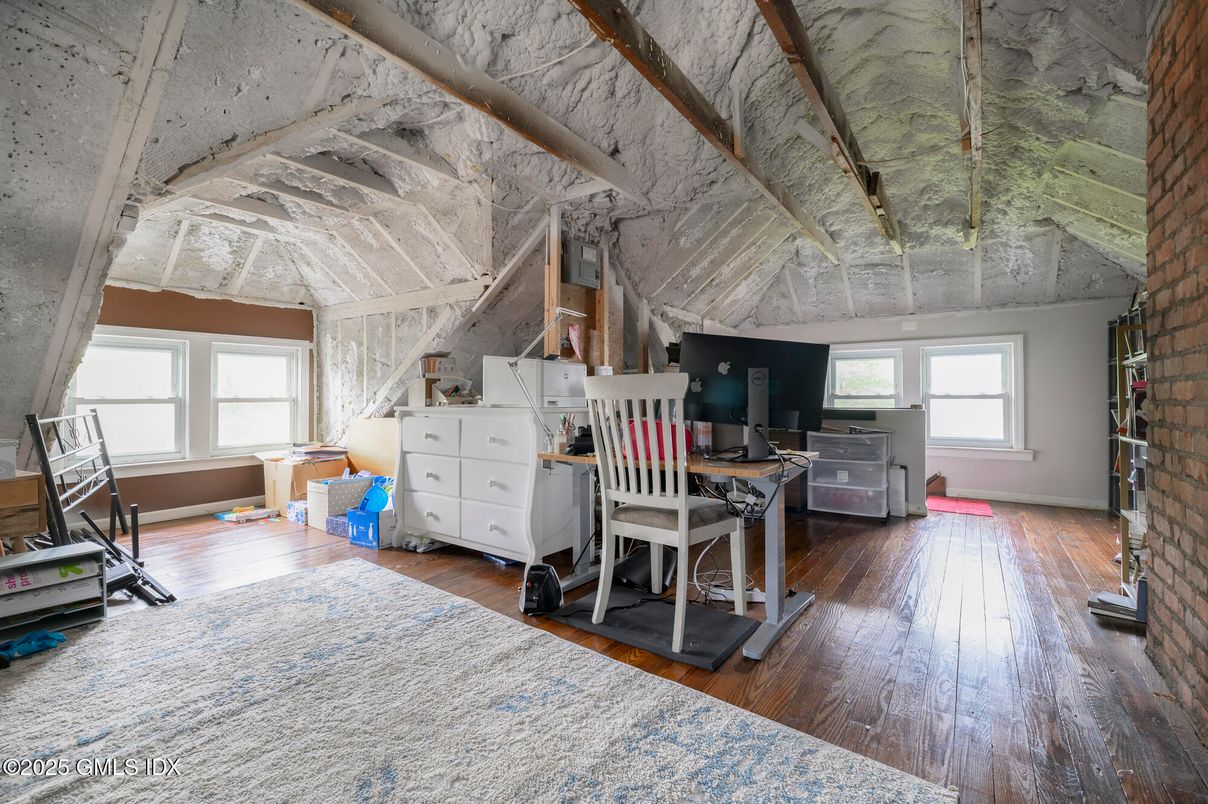 Fitness Equipment, Home Office, Interior, Stone Walls, Wood Texture Flooring