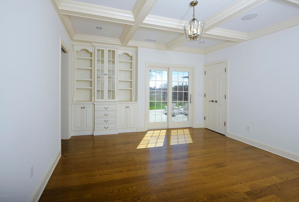 Empty room, Interior, Pendant Lights, Recessed Lighting, Wood Texture Flooring