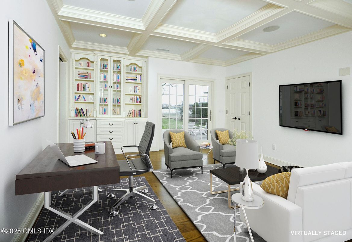 Home Office, Interior, Recessed Lighting, Wood Texture Flooring