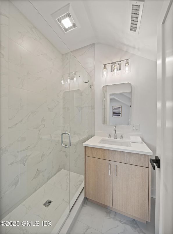Bathroom, Glass Shower, Interior, Marble, Marble Walls