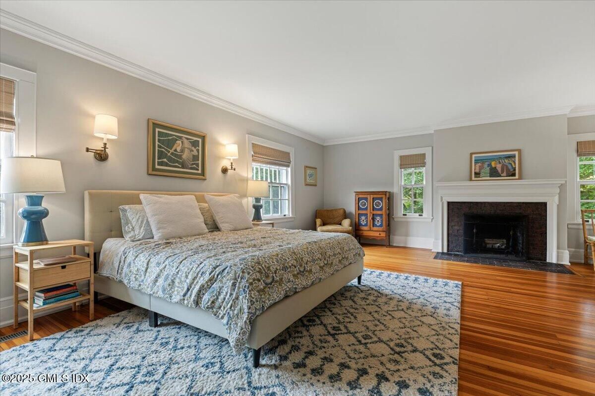 Bedroom, Fireplace, Interior, Wood Texture Flooring
