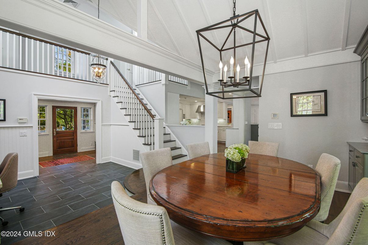 Chandelier, Dining room, Interior, Pendant Lights, Wood Texture Flooring