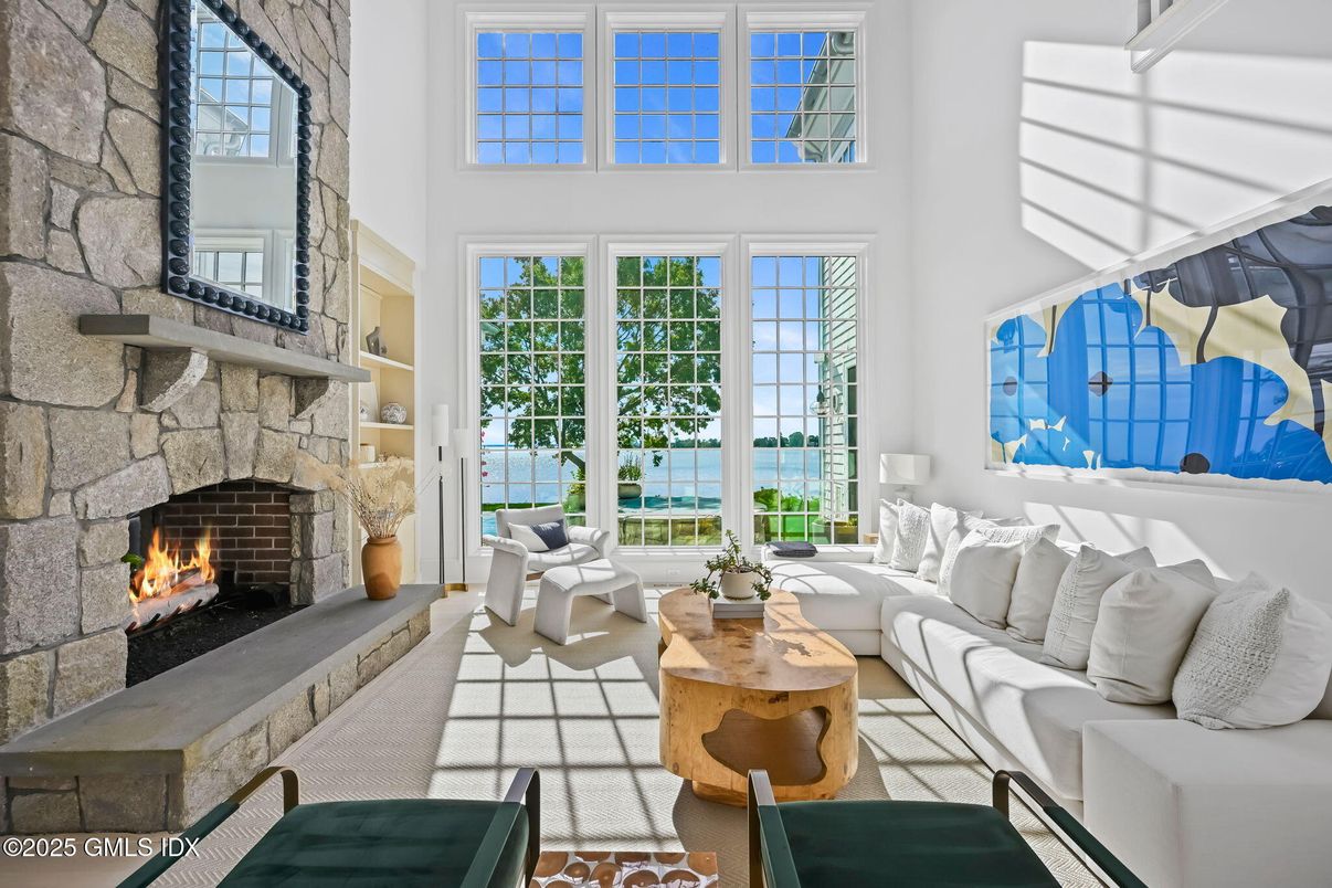 Fireplace, Interior, Living room, Stone Walls, Water