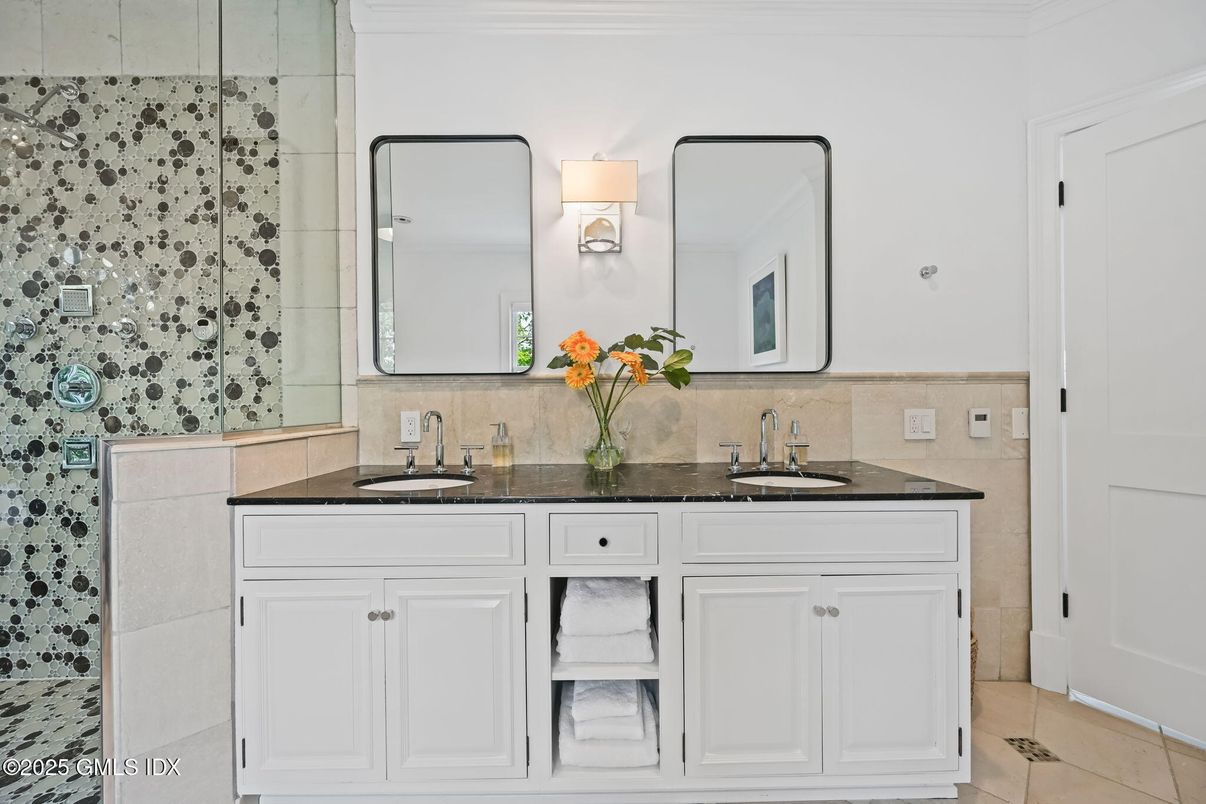 Bathroom, Dual Sink Vanities, Glass Shower, Interior