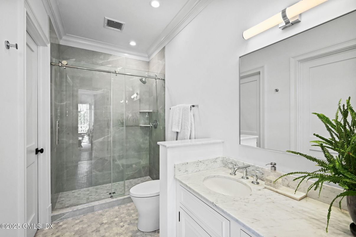 Bathroom, Glass Shower, Interior, Recessed Lighting