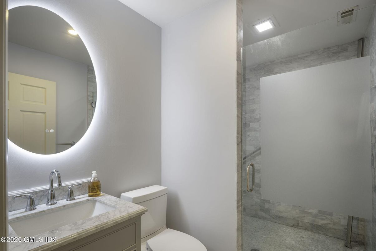 Bathroom, Glass Shower, Interior, Recessed Lighting