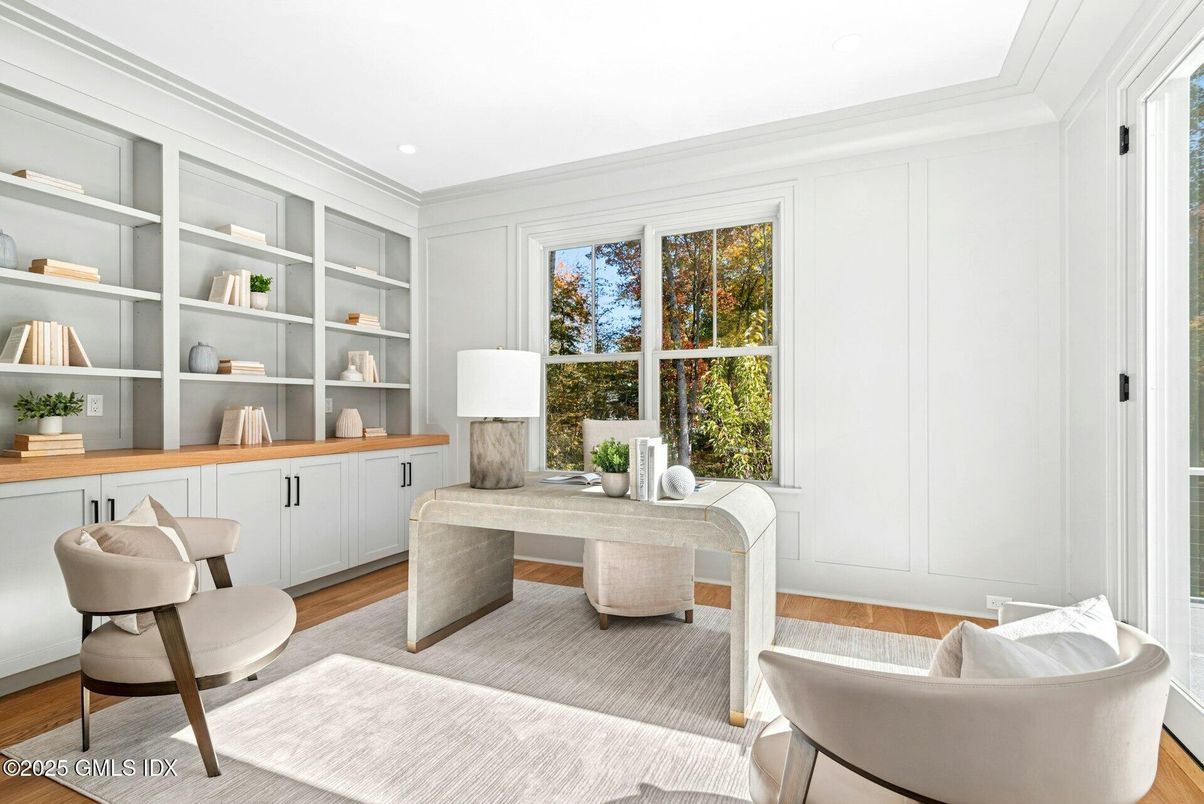 Home Office, Interior, Recessed Lighting, Wood Texture Flooring