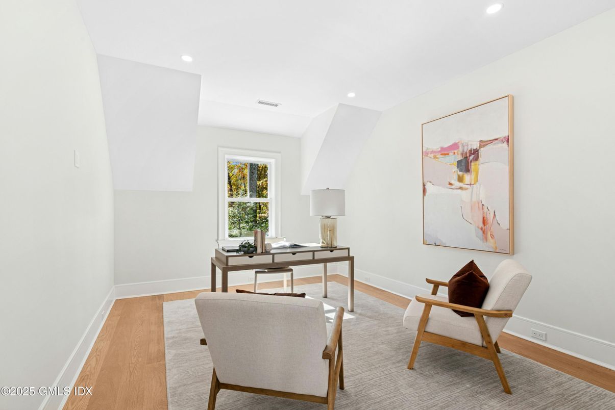 Home Office, Interior, Recessed Lighting, Wood Texture Flooring