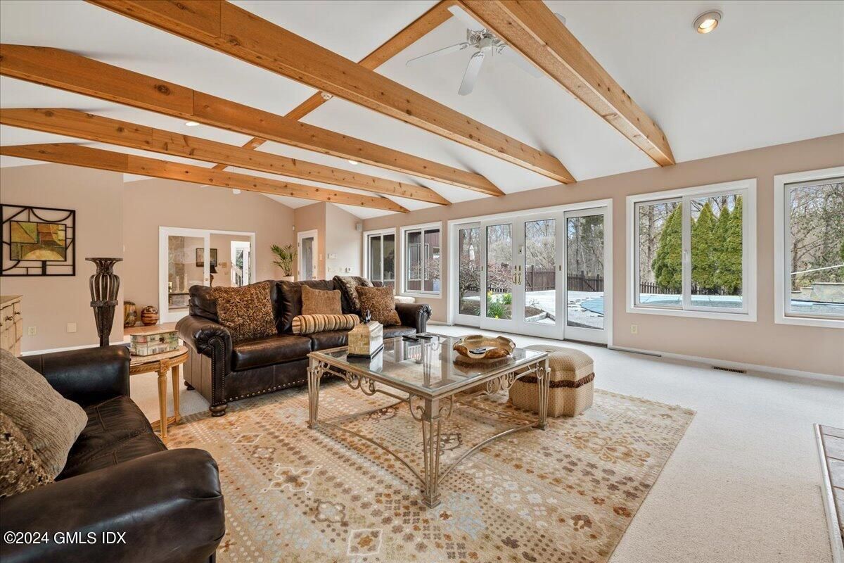 Interior, Living room, Recessed Lighting, Wooden Beams
