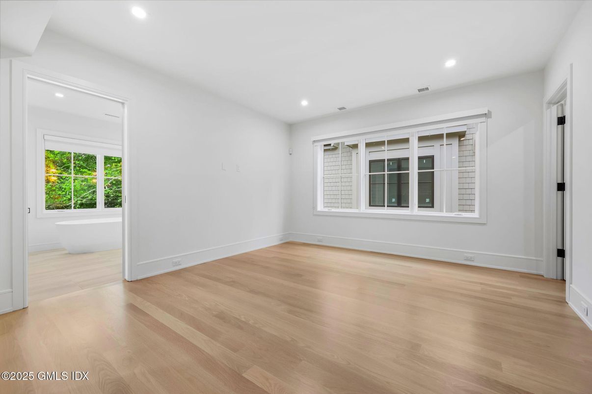 Bathroom, Empty room, Interior, Recessed Lighting, Wood Texture Flooring