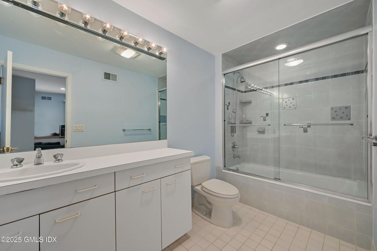 Bathroom, Dual Sink Vanities, Glass Shower, Interior, Recessed Lighting