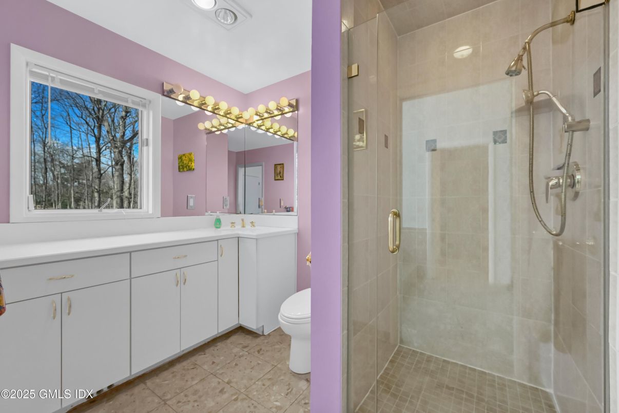Bathroom, Glass Shower, Interior, Recessed Lighting