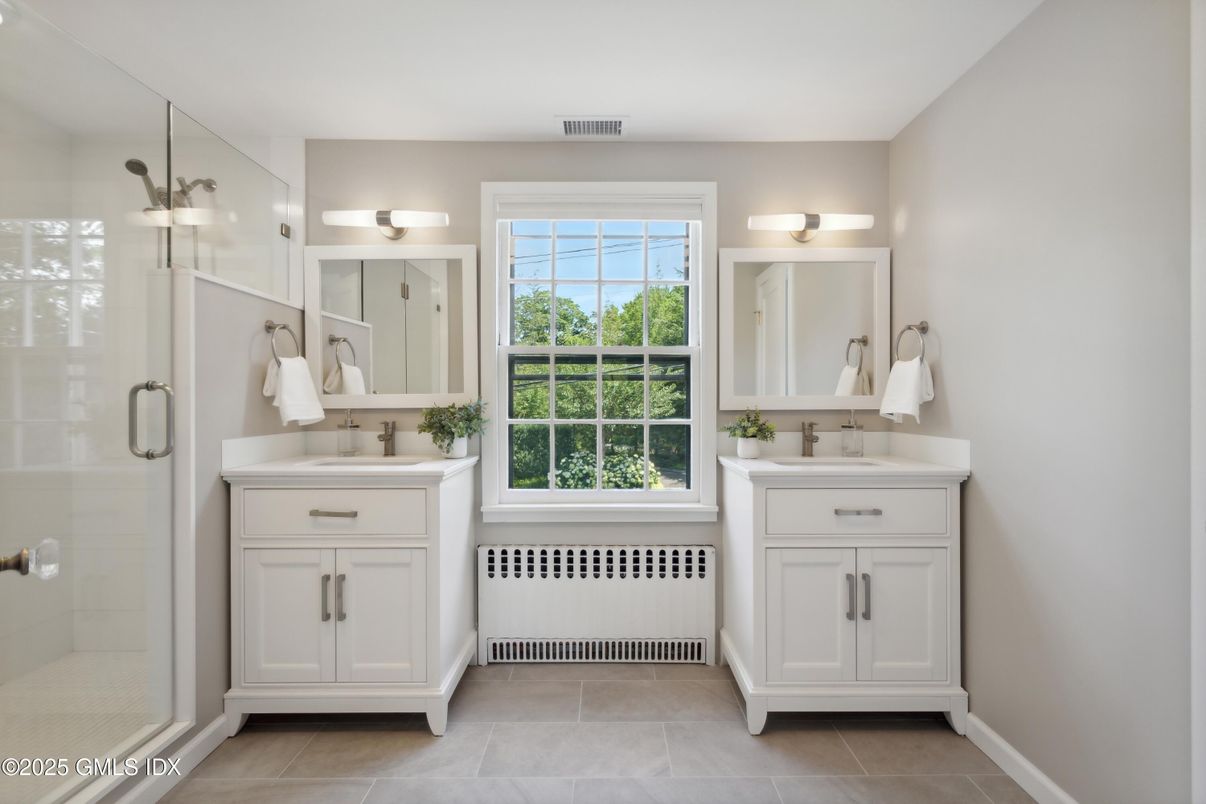 Bathroom, Dual Sink Vanities, Glass Shower, Interior