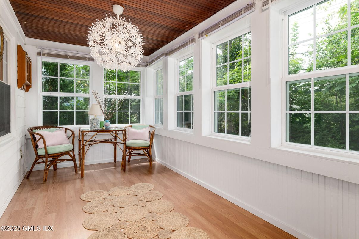 Chandelier, Dining room, Interior, Sun Room, Wooden Ceilings, Wood Texture Flooring