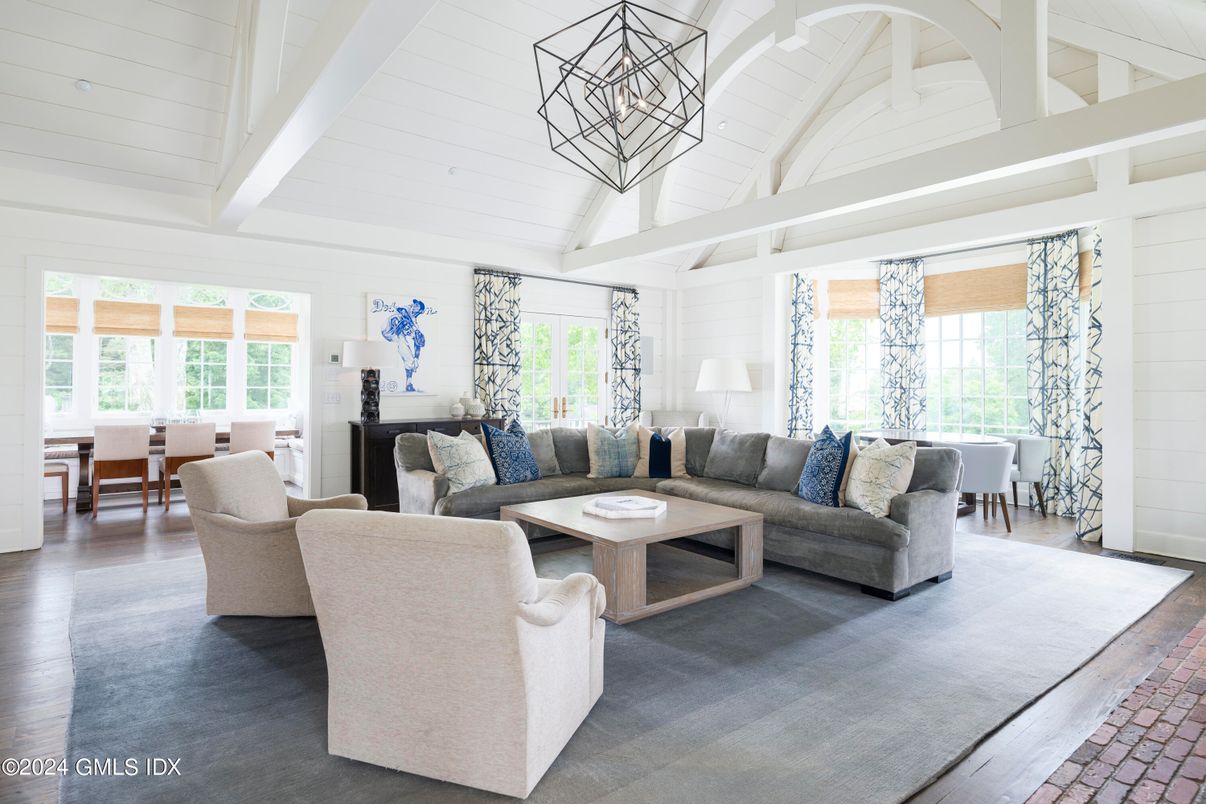 Dining room, Interior, Living room, Pendant Lights, Wood Texture Flooring