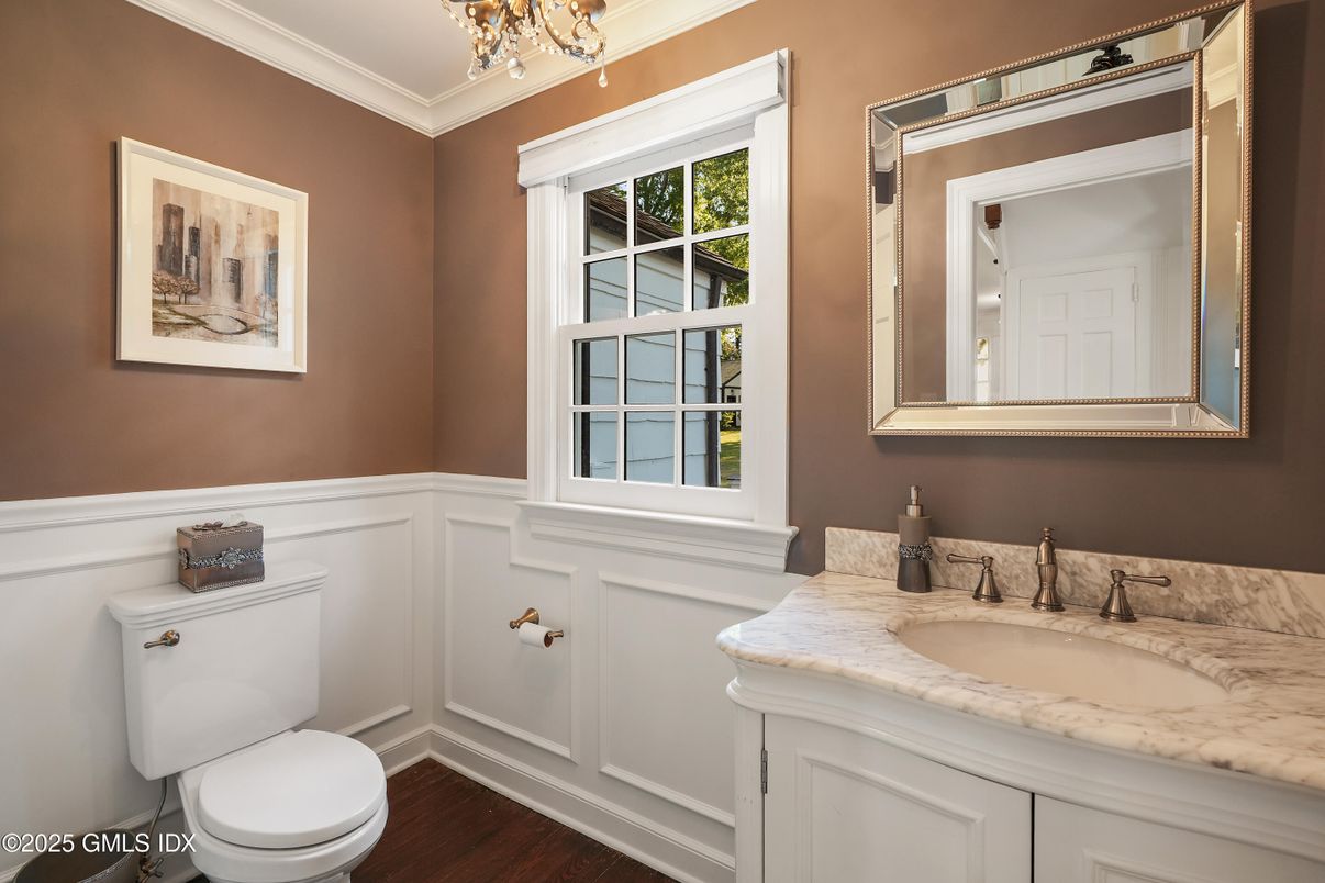 Bathroom, Chandelier, Interior, Wood Texture Flooring