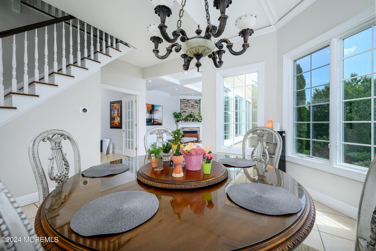 Chandelier, Dining room, Interior, Recessed Lighting