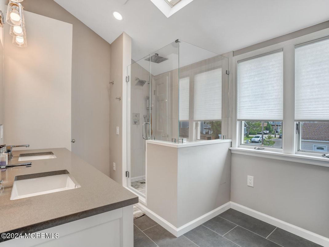 Bathroom, Dual Sink Vanities, Glass Shower, Interior, Recessed Lighting