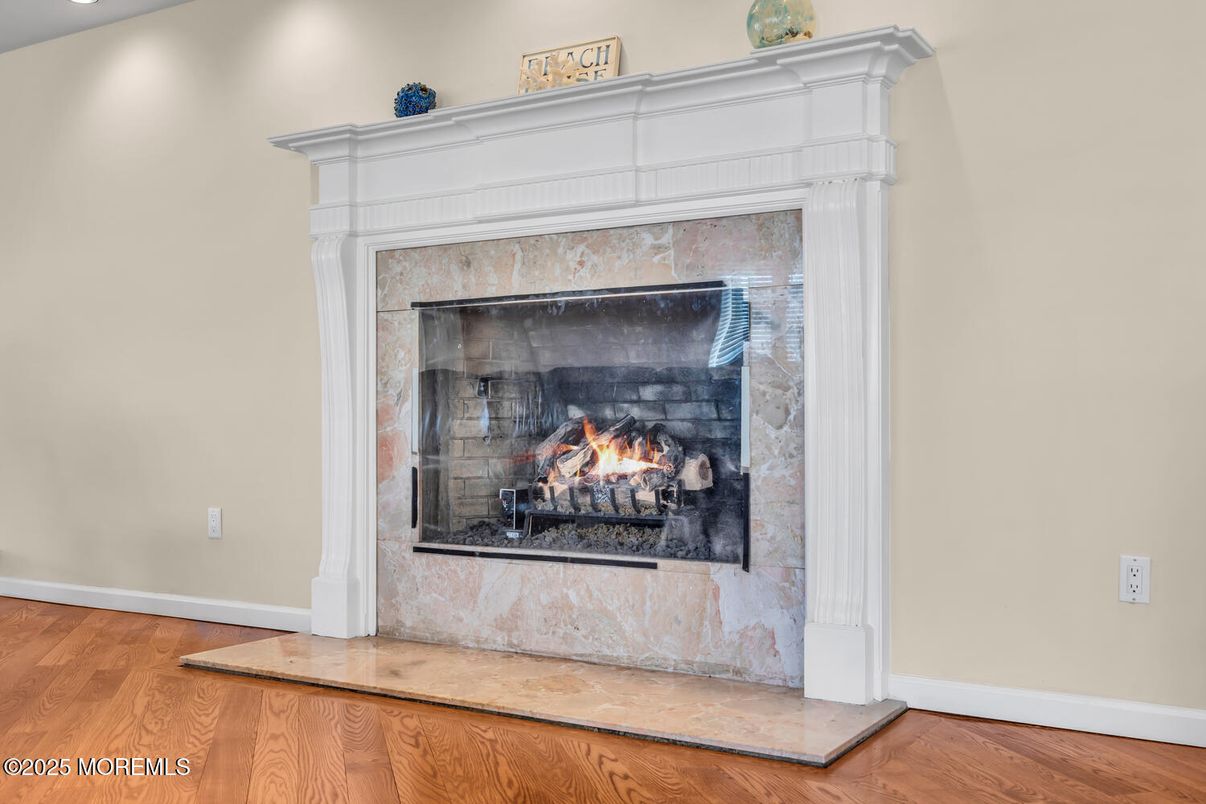 Fireplace, Interior, Recessed Lighting, Wood Texture Flooring