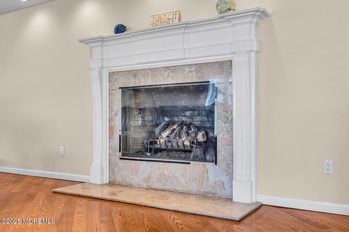 Fireplace, Interior, Recessed Lighting, Wood Texture Flooring