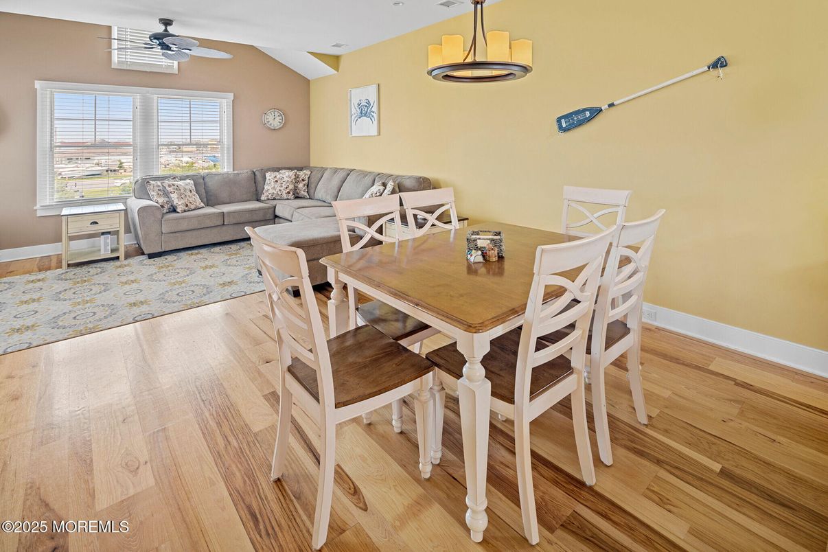 Dining room, Interior, Living room, Pendant Lights, Wood Texture Flooring