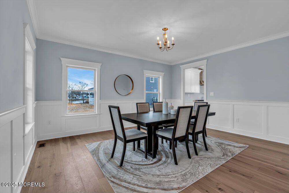 Chandelier, Dining room, Interior, Wood Texture Flooring