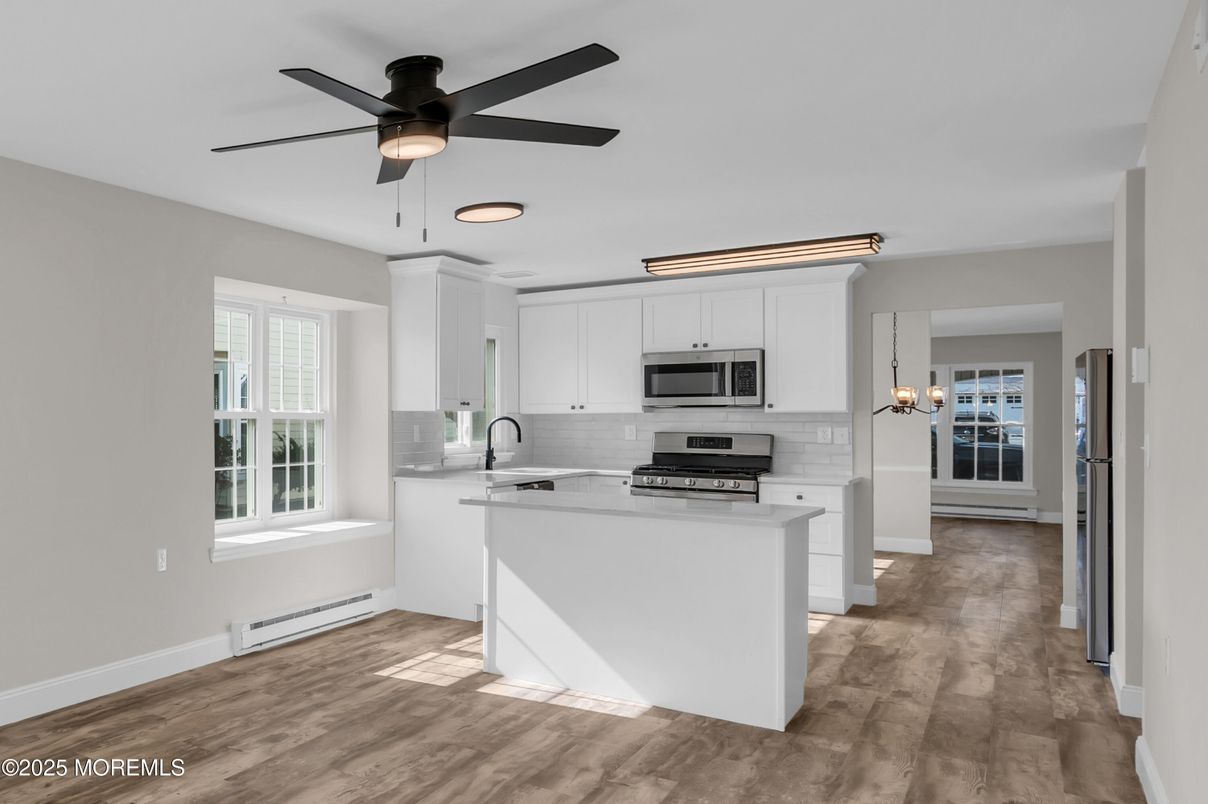 Interior, Kitchen, Stainless Steel Appliances, Wood Texture Flooring