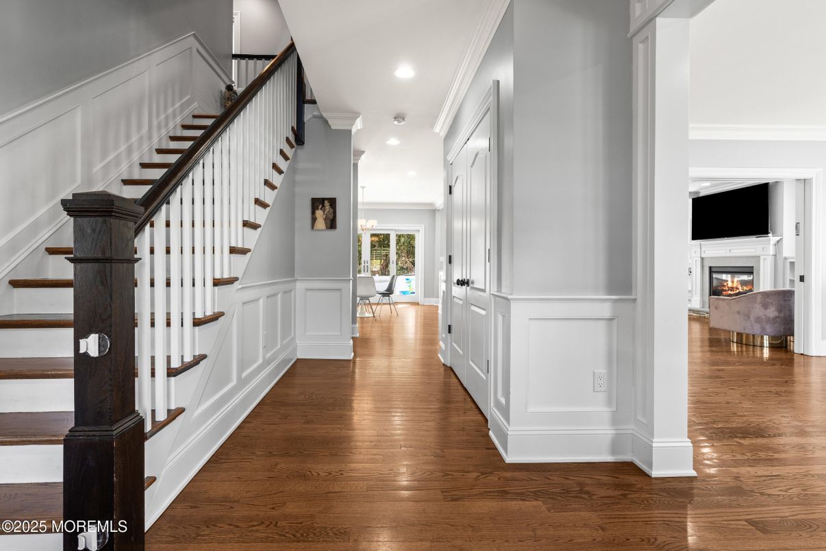 Fireplace, Interior, Recessed Lighting, Wood Texture Flooring